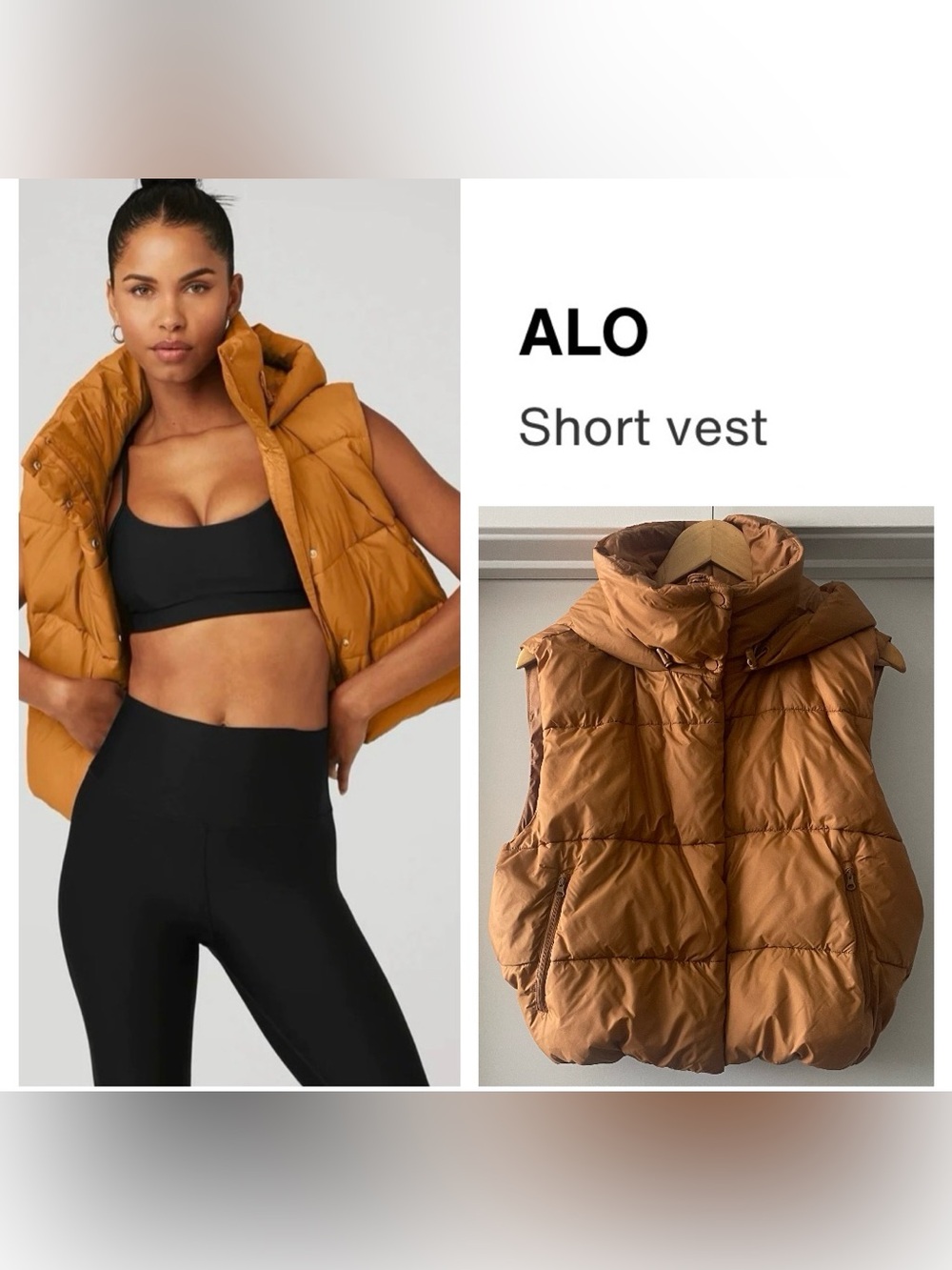 ALO YOGA Gold Rush Hooded
Puffer Vest - Toffee